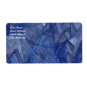Blue Abstract Fractal Shipping Label
