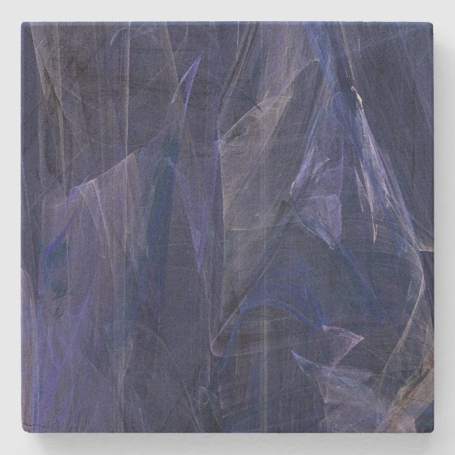 Blue Abstract Fractal Square Coaster (Front)