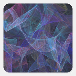 Blue Abstract Fractal Square Sticker