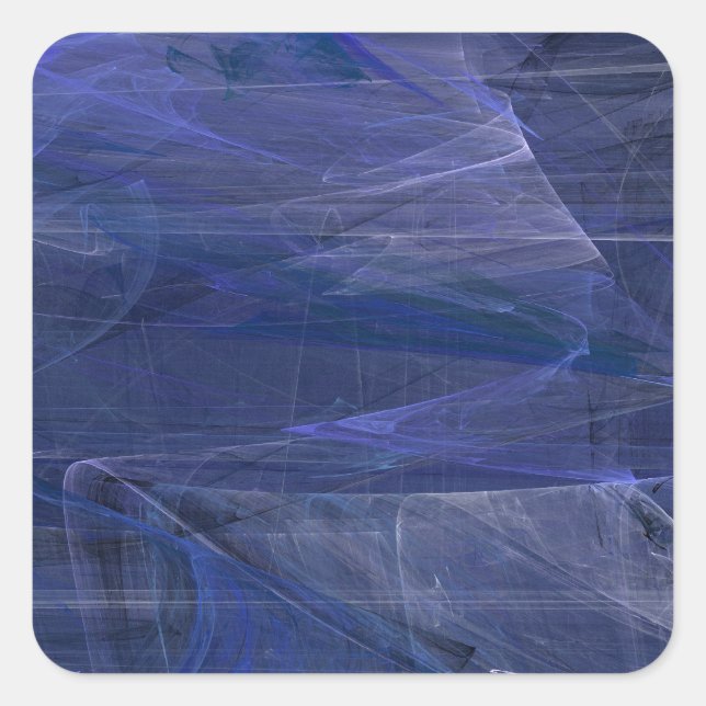 Blue Abstract Fractal Square Sticker (Front)