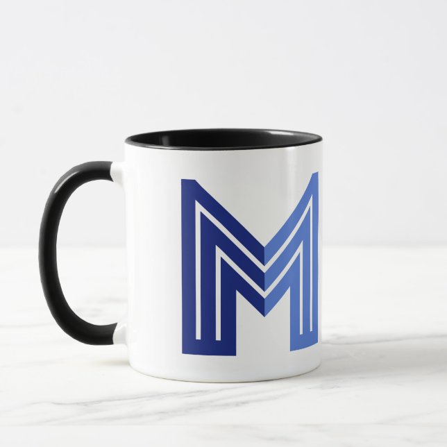 Blue Abstract Geometric M  Mug (Left)