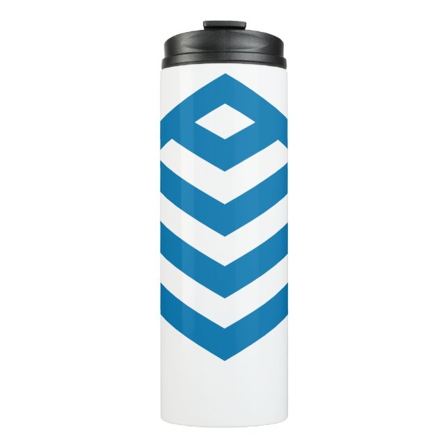 Blue Abstract Geometric M  Thermal Tumbler (Front)