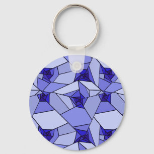 Blue Abstract Geometric Pattern Key Ring