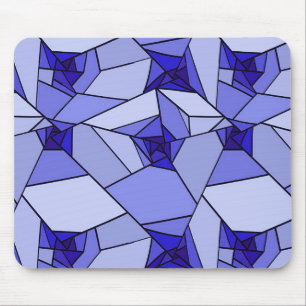 Blue Abstract Geometric Pattern Mouse Mat
