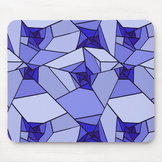 Blue Abstract Geometric Pattern Mouse Mat (Front)