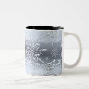 Blue Abstract Geometric Snowflakes Glass Two-Tone Coffee Mug