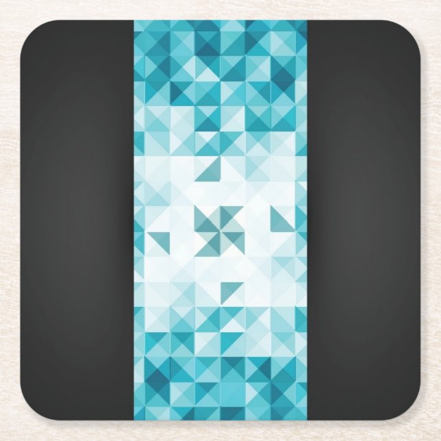 Blue Abstract Geometrical Background Template Square Paper Coaster (Front)