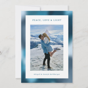 Blue Abstract Gradient Hanukkah Photo Holiday Card