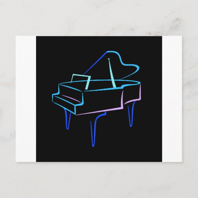 Blue Abstract Grand Piano Postcard (Front)