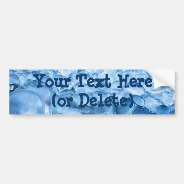 Blue Abstract Ice Crystals Water Drops Bumper Sticker (Front)
