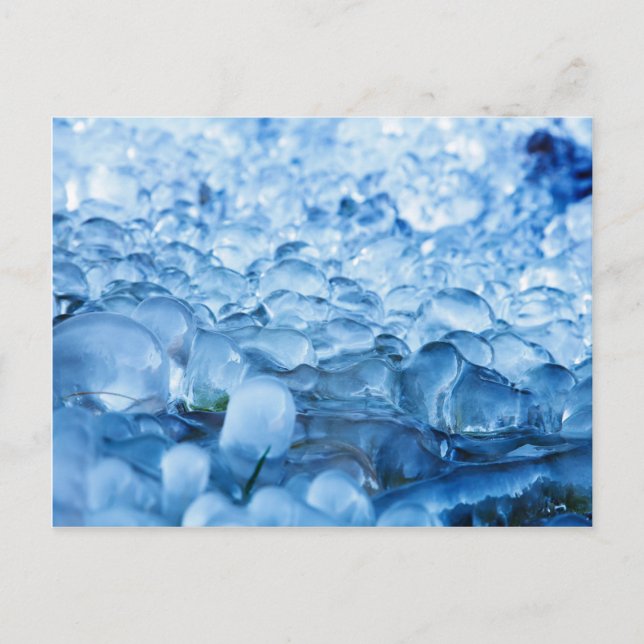 Blue Abstract Ice Crystals Water Drops Postcard (Front)