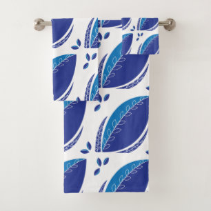 Blue Abstract Leaf Creative Pattern Bath Towel Set