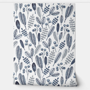 Blue abstract line leaves pattern  wallpaper