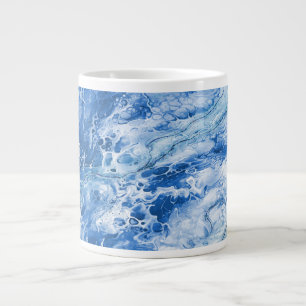 Blue Abstract Marble Background Large Coffee Mug