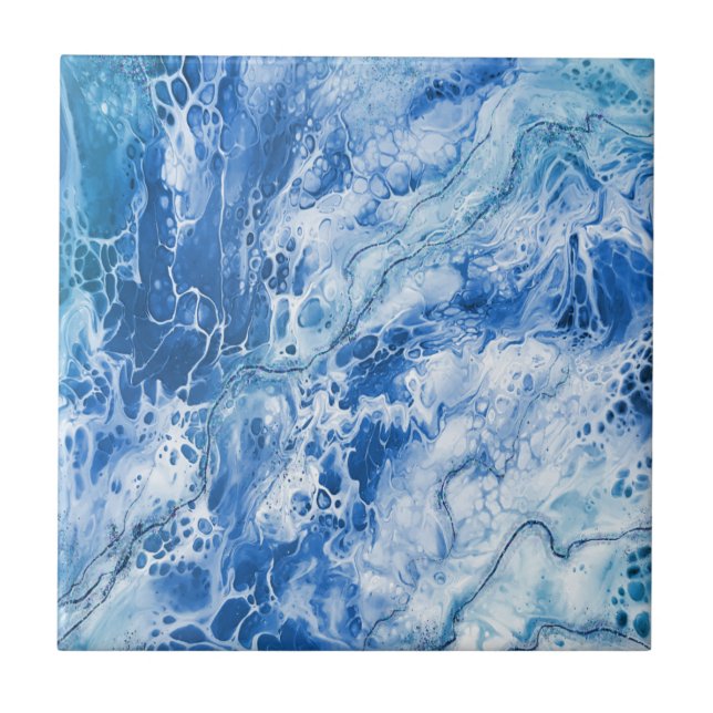 Blue Abstract Marble Background Tile (Front)