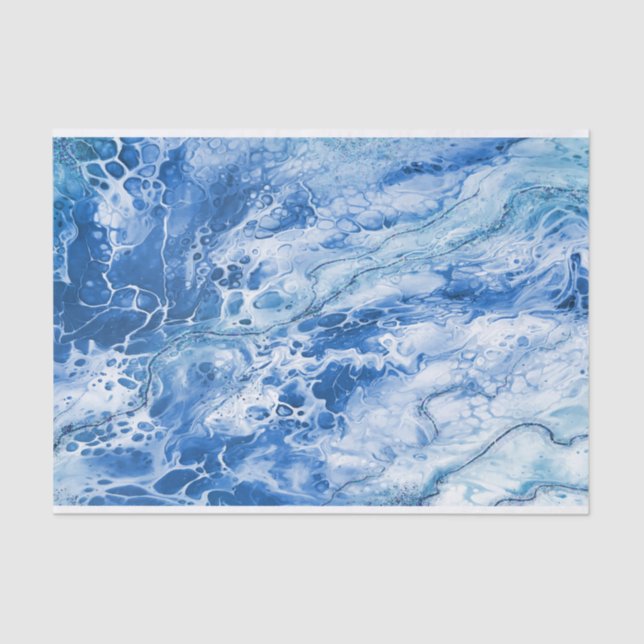 Blue Abstract Marble Background Tissue Paper (Front)