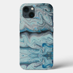 Blue abstract marble iphone 13 case. case