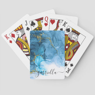 Blue Abstract Marble Playing Cards