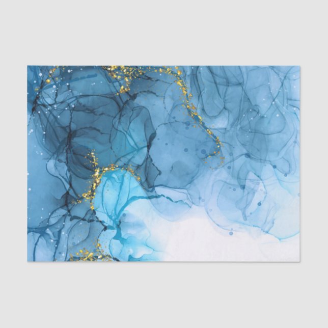 Blue Abstract Marble Tissue Paper (Front)