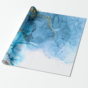 Blue Abstract Marble Wrapping Paper
