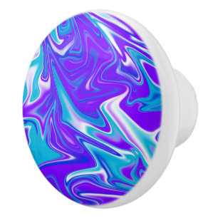 Blue Abstract Marbleised Sky, Ceramic Draw Knob