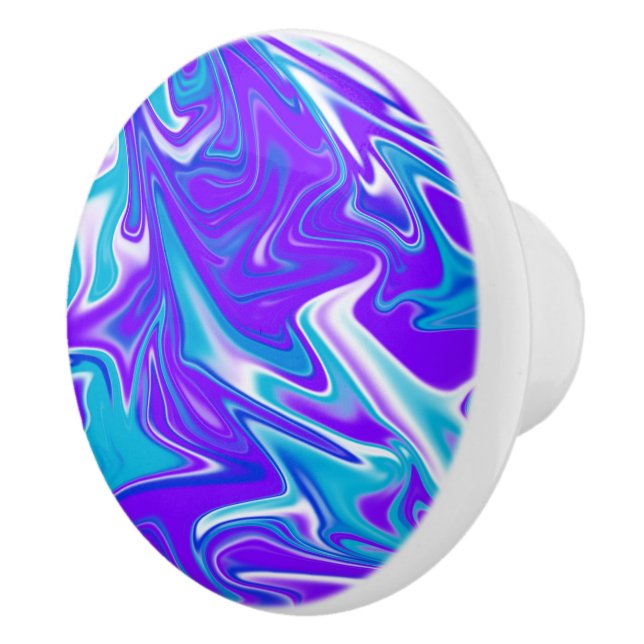 Blue Abstract Marbleized Sky, Ceramic Draw Knob (Right)
