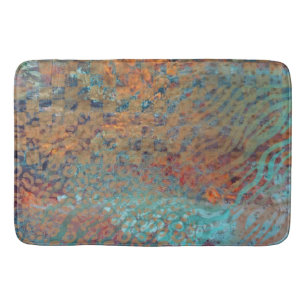 Blue Abstract Mixed Animal And Zebra Skin Bath Mat
