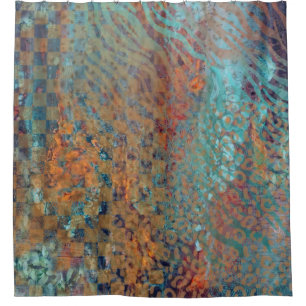 Blue Abstract Mixed Animal And Zebra Skin  Shower Curtain