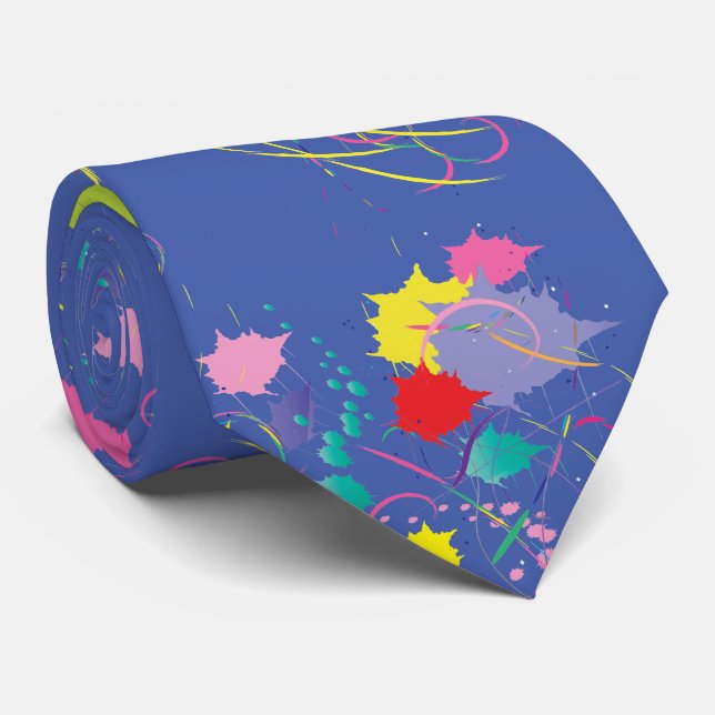 Blue Abstract Modern Pattern, Modern Colourful Art Tie (Rolled)