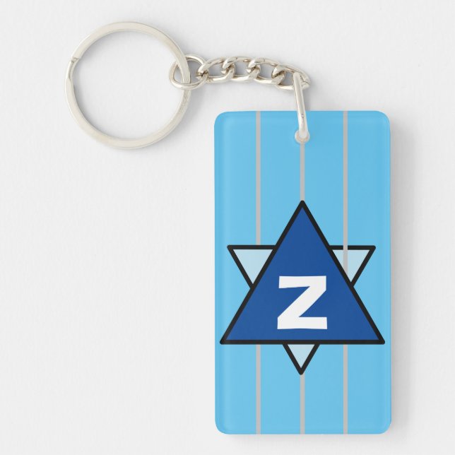 Blue Abstract Monogram Key Ring (Front)