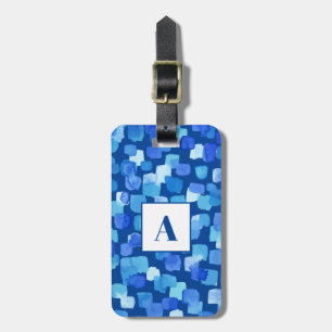 Blue Abstract monogram Luggage Tag
