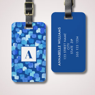 Blue Abstract monogram Luggage Tag