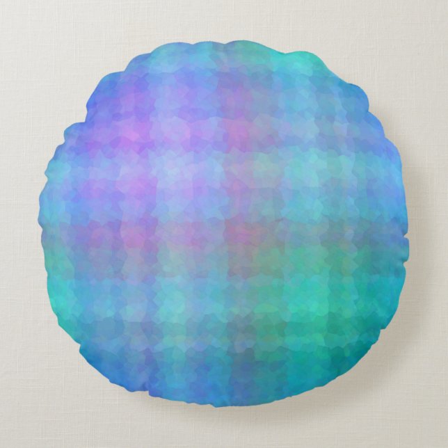 Blue Abstract Mosaic Seamless Pattern Round Cushion (Front)
