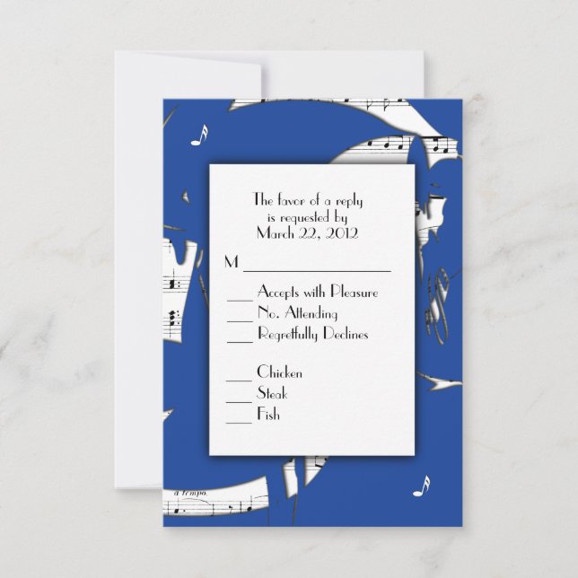 Blue Abstract Music RSVP with Menu Choice (Front)