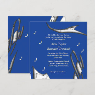 Blue Abstract Music Theme Wedding Invitation