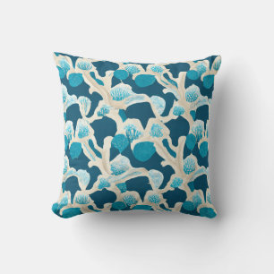 Blue Abstract Ocean Floor   Coastal Pattern Cushion
