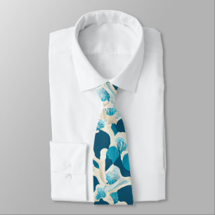 Blue Abstract Ocean Floor Coastal Pattern Tie