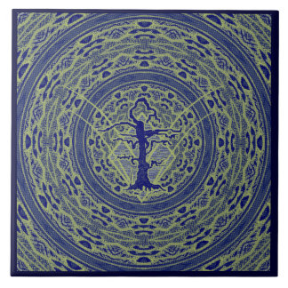 Blue Abstract Old Withered Tree Style 5 Tile