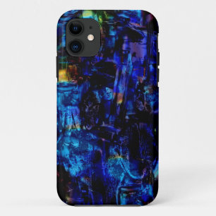 Blue abstract painting 2 iPhone 11 case