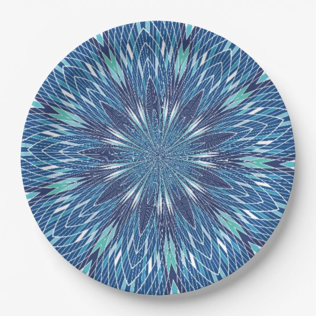 Blue Abstract Paper Plates (Front)