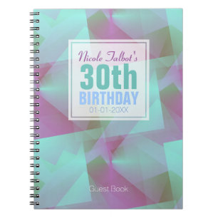 Blue Abstract pastel 30th Birthday Guest Book 4a