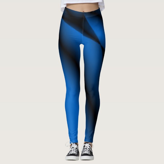 blue abstract pattern art leggings (Front)