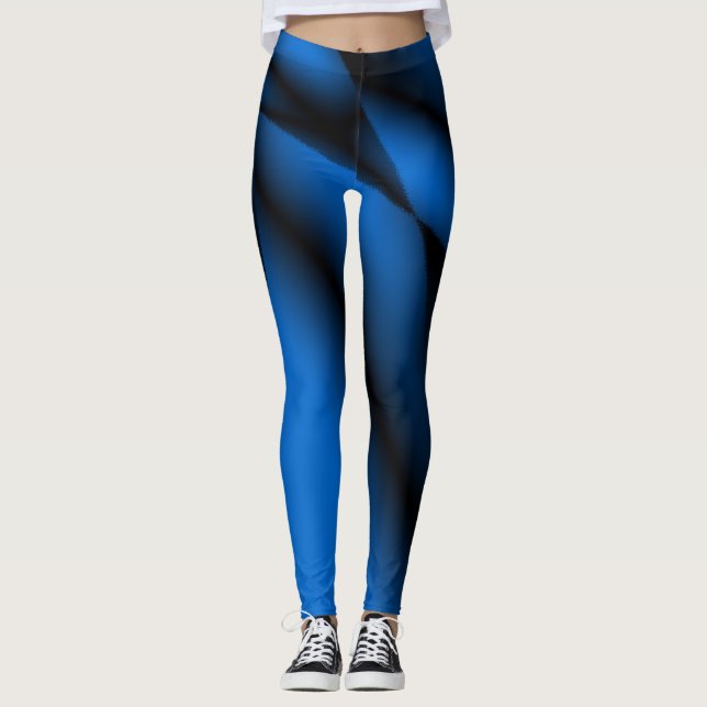 blue abstract pattern art leggings (Front)