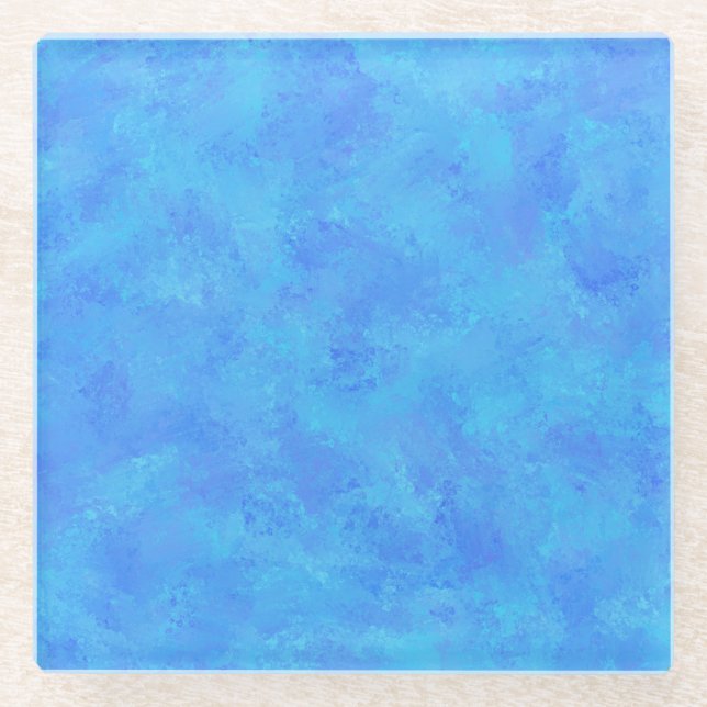 Blue Abstract Pattern  Glass Coaster (Front)