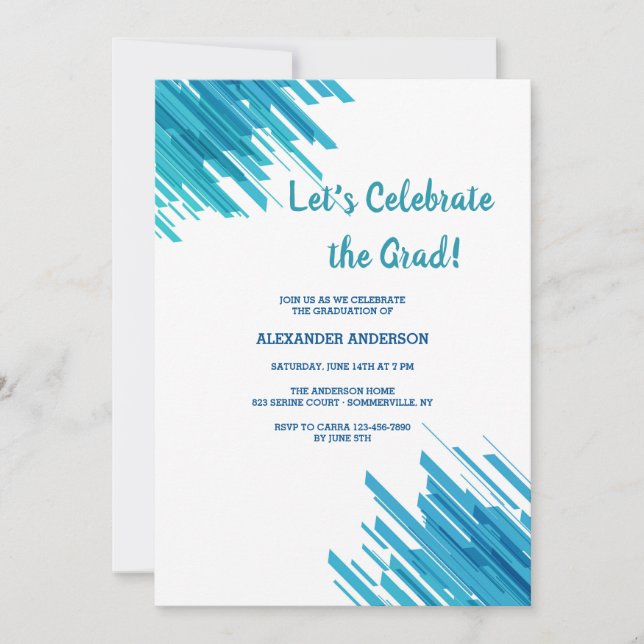 Blue Abstract Pattern Invitation (Front)