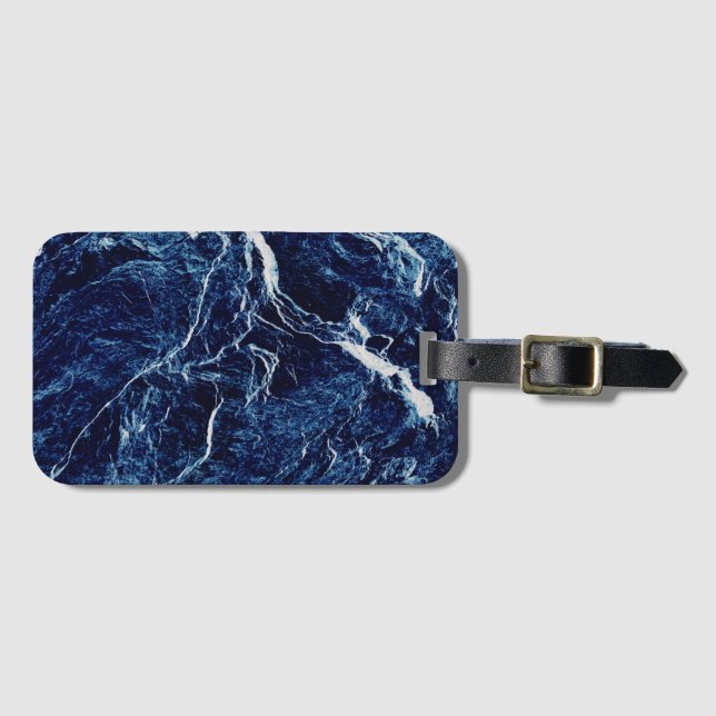 Blue Abstract Pattern Luggage Tag (Front Horizontal)