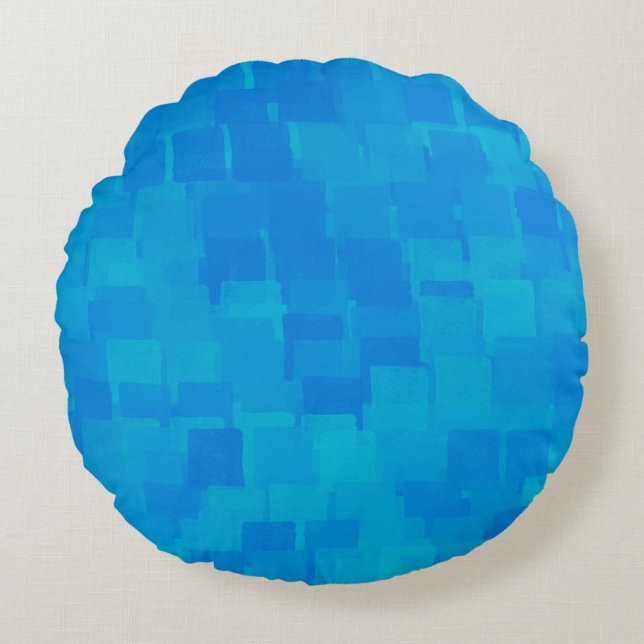 Blue Abstract Pattern Round Cushion (Front)