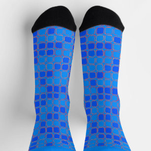 Blue Abstract Pattern  Square  Socks