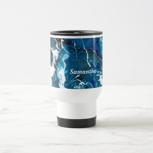 Image of Blue Abstract Personalised Coffee Mug