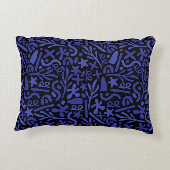 blue abstract seamless pattern decorative cushion (Back)